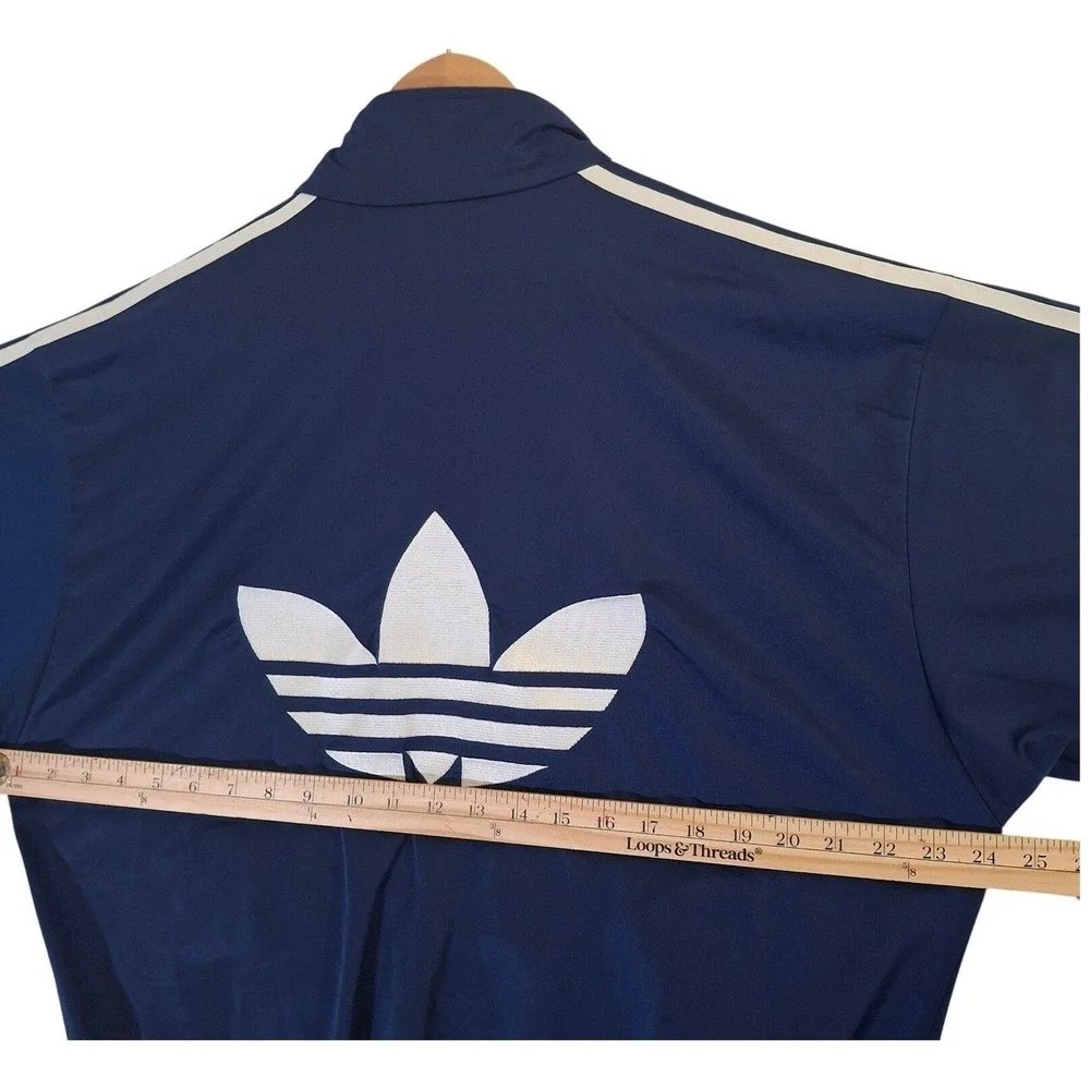 Vintage Adidas Originals Trefoil Track Jacket Navy Blue White Mens Large